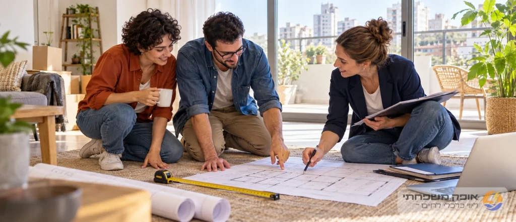 זוג צעיר מתכנן רכישת דירה ראשונה לאחר קבלת אישור עקרוני