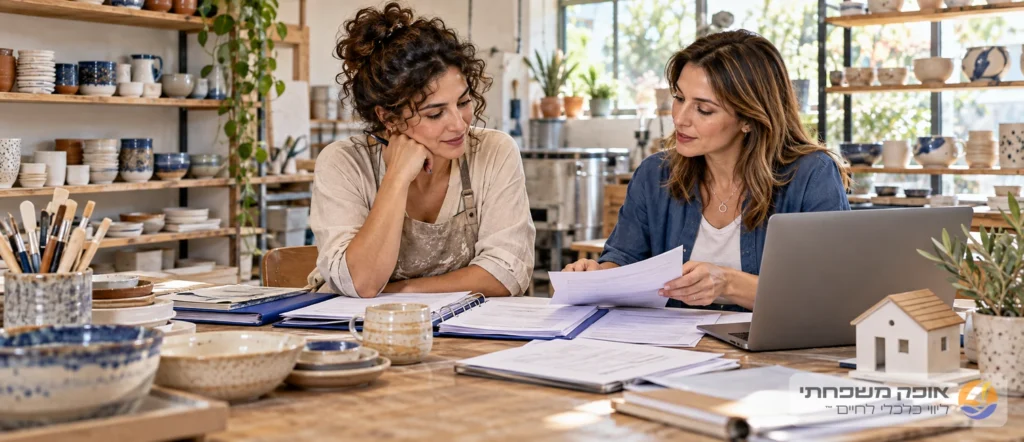 עצמאי מציג דוחות עסקיים ליועץ לקראת בקשת משכנתא